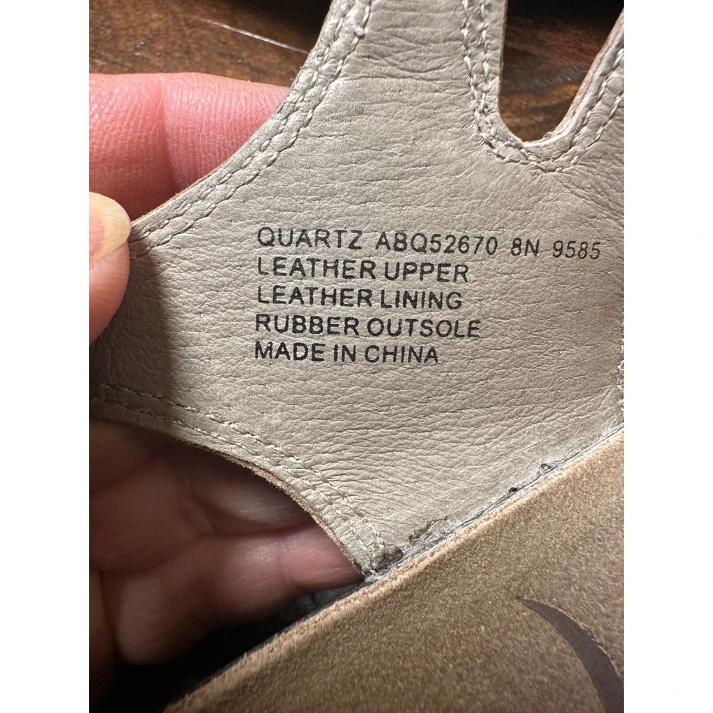 Abeo Quartz B.I.O.system Sandals Tan Leather Wedge Strappy Womens 8N A8Q52670